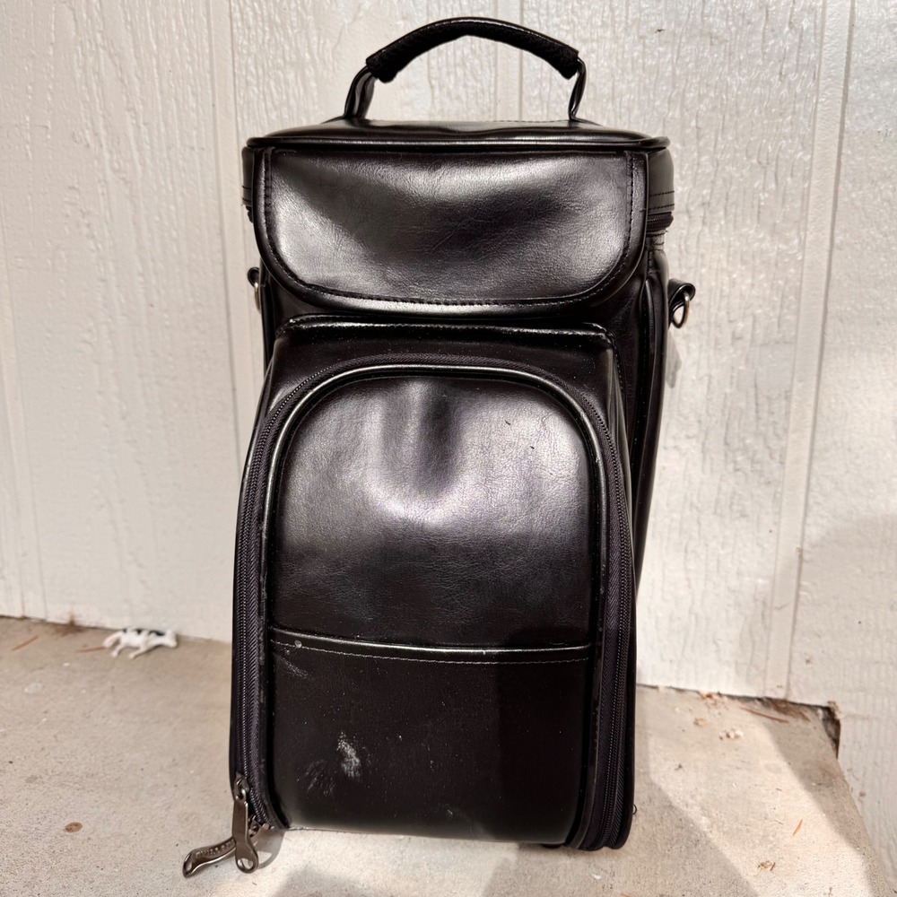 Legacy Picnic Tools Black Faux Leather‎ Insulated Carry Bag w/ Cheese Board Y2K